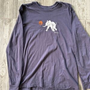 Women’s ivory Ella basketball elephant Purple Long Sleeve tee Shirt size small